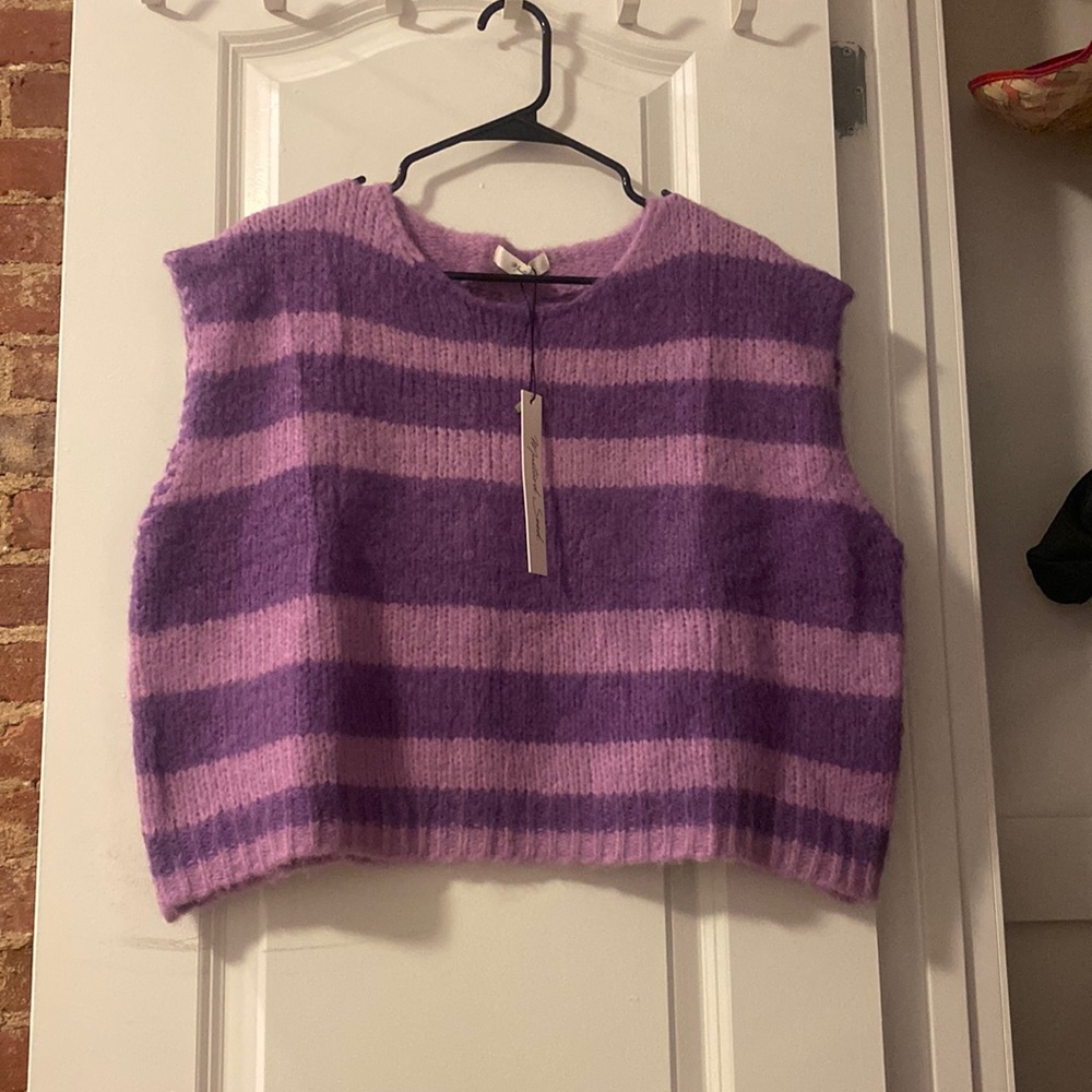 Cropped, striped purple sweater vest from VICI - new with tags. Never worn